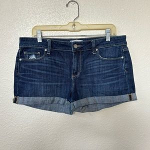 Paige Dark Wash Rolled Hem Denim Shorts Size 30